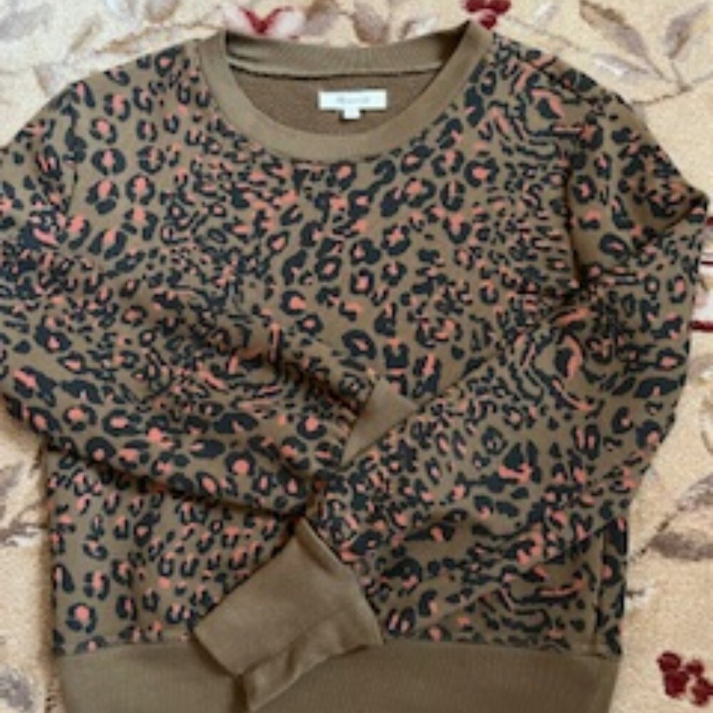 Madewell cropped animal print sweatshirt XS